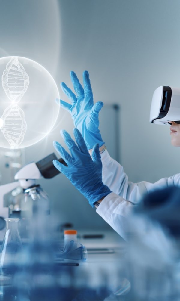 Scientist,Wearing,A,Vr,Headset,And,Interacting,With,Virtual,Reality